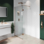900mm Bronze Frameless Wet Room Screen with 350mm Hinged Flipper Panel - Live Your Colour
