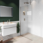 845mm Nickel Frameless Wet Room Shower Screen with Ceiling Support Bar - Live Your Colour