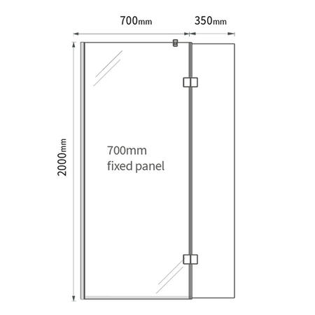 GRADE A1 - 700 x 350mm Nickel Wet Room Screen with Pivot Return Panel - Live Your Colour