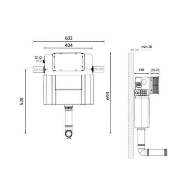Easi-Plan 980mm Concealed Dual Flush Cistern Only