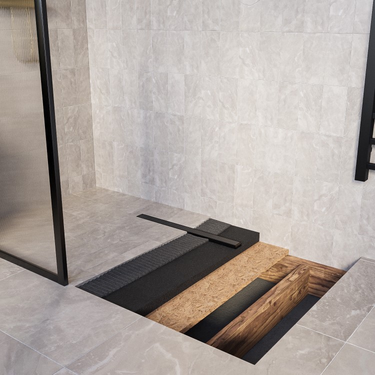 1600x900mm Rectangular Level Acess Wet Room Shower Tray with Linear 600mm End Drain