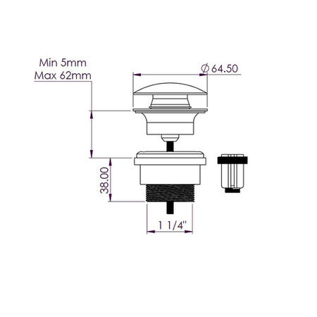 GRADE A1 - Universal Basin Waste - Black