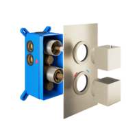 GRADE A1 - 2 Outlet with Easi Box - Square - Brushed Nickel