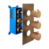 Brushed Bronze Triple Outlet Round Thermostatic Shower Valve