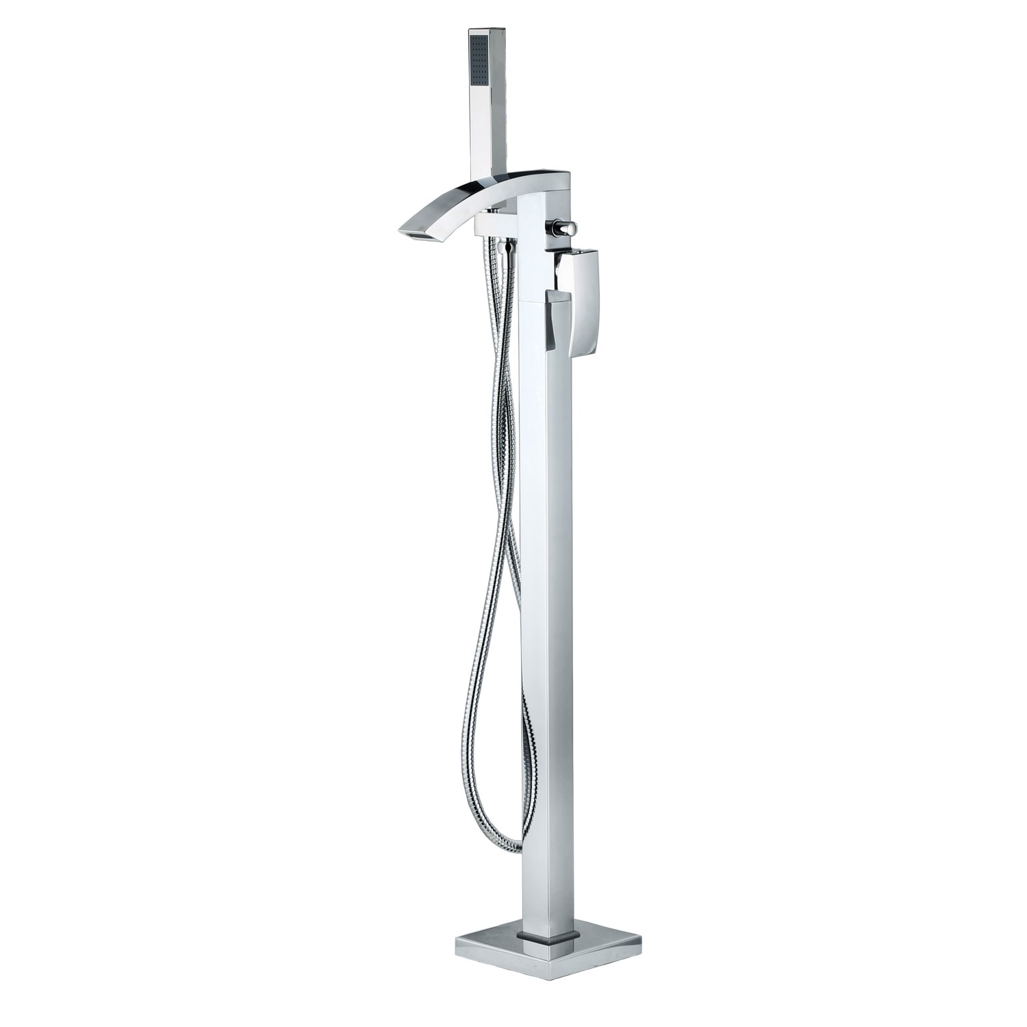 Chrome Freestanding Bath Shower Mixer Tap - Wave