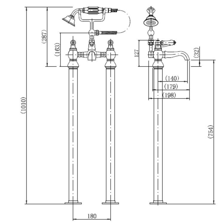 Cambridge Freestanding Bath Shower Mixer