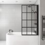 Black Grid Right Hand Shower Bath Screen 1500 x 800mm - Nova