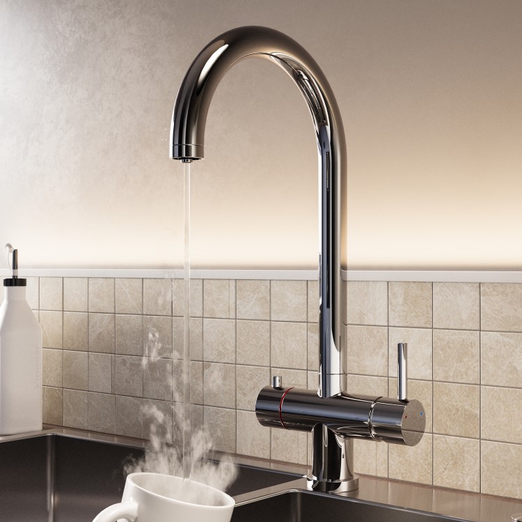 Chrome 3 in 1 Boiling Hot Kitchen Mixer Tap with 2.4L Boiler and Filter - Pronto Vesta
