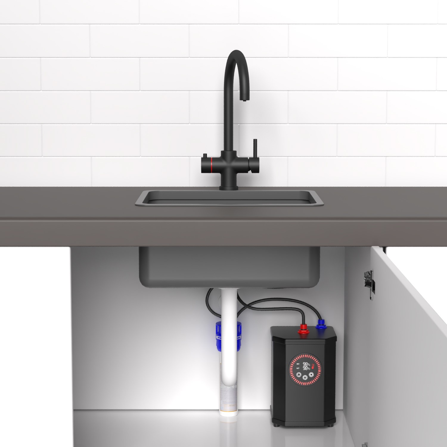 Black 3 in 1 Boiling water Tap - Pronto Vesta BeBa_26795 - Picture 2 of 6