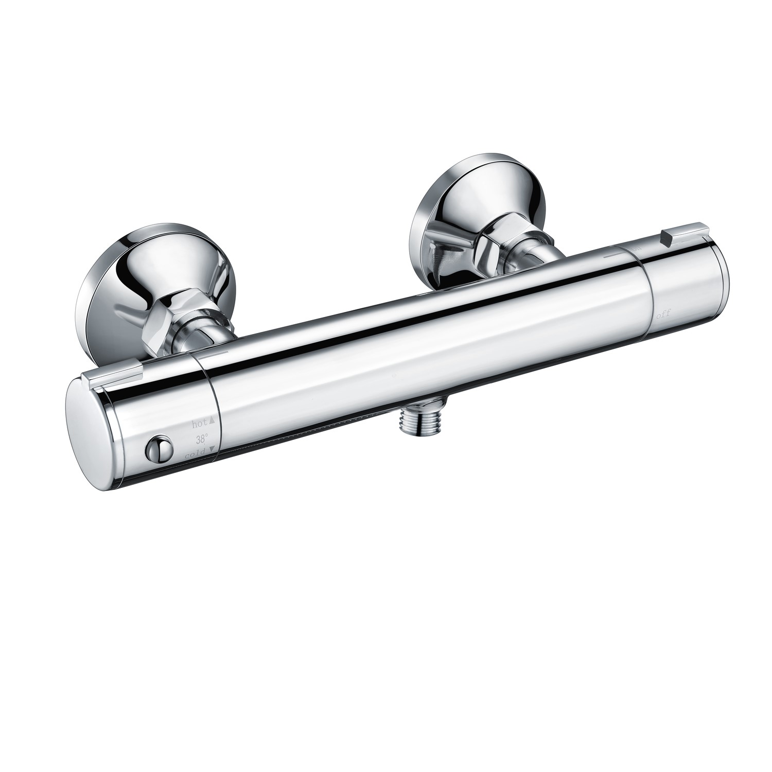 Flow cool touch thermostatic round bar shower valve - bottom outlet