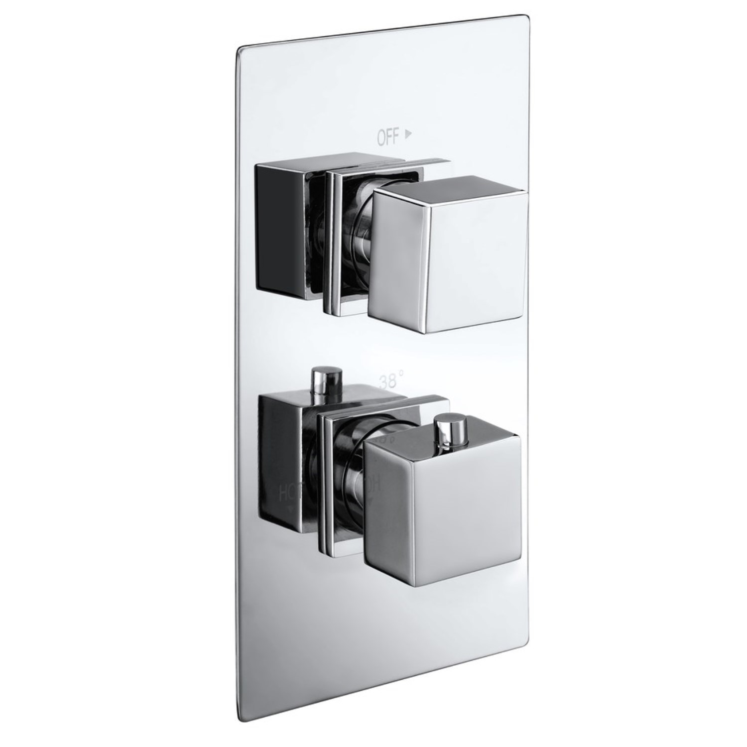 Cube square twin shower valve with diverter - 2 outlets