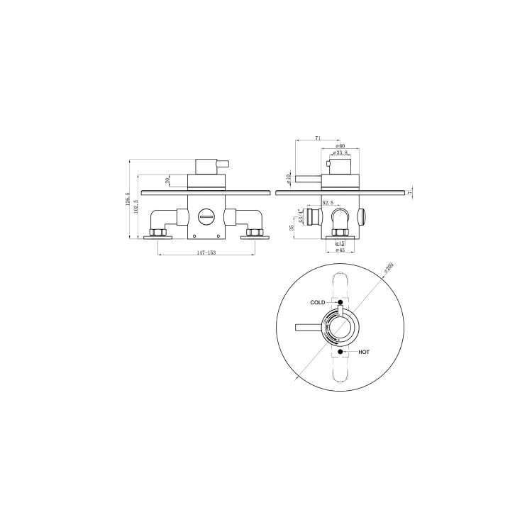 Chrome Concealed Thermostatic Shower Mixer Valve - Volta