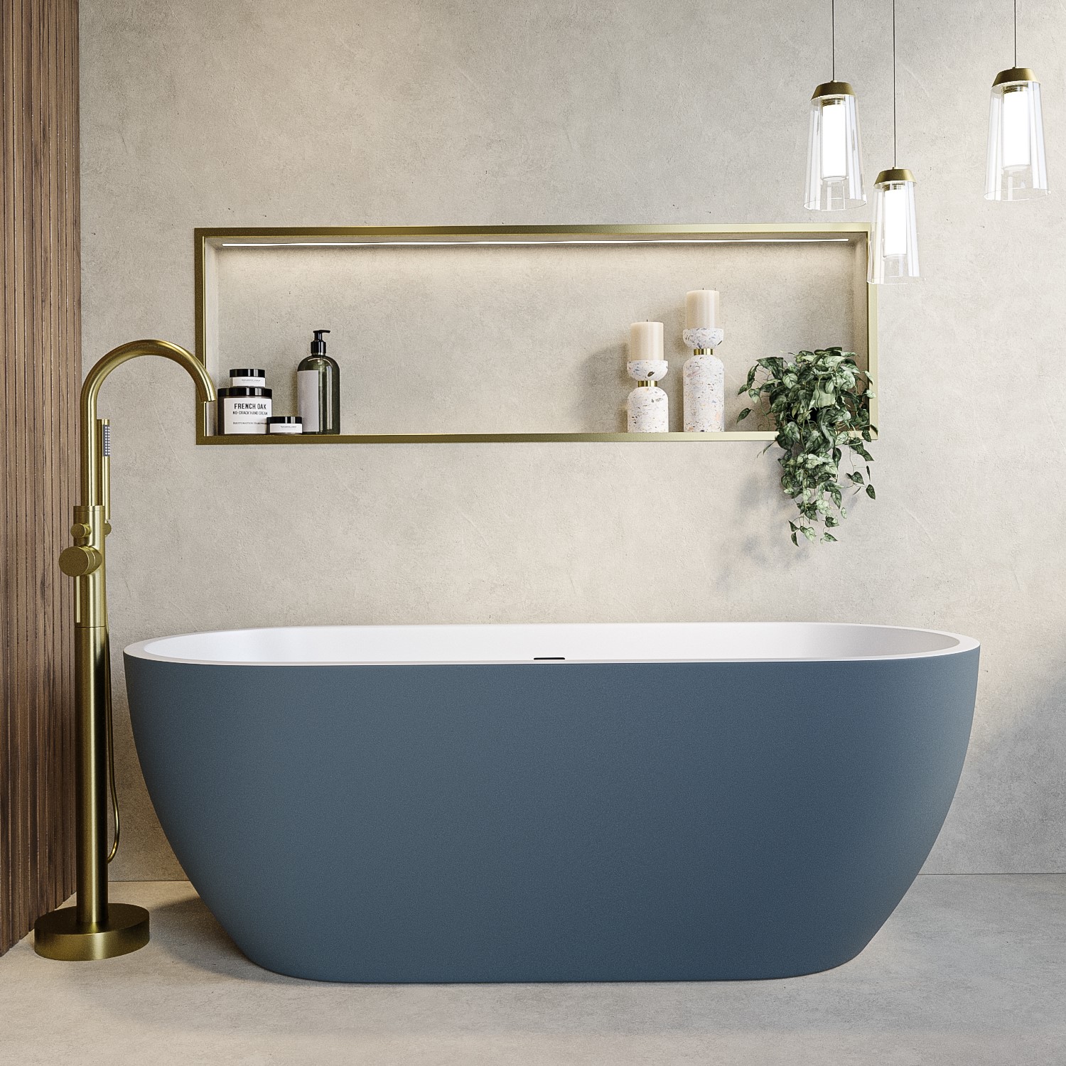 Blue Freestanding Double Ended Bath 1645 x 745mm - Sion