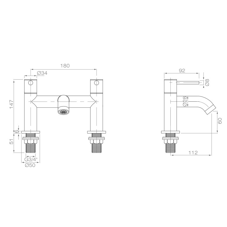 Chrome Bath Mixer Tap - Arissa