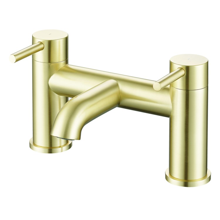 GRADE A1 - Arissa Round Brushed Brass Deck Mounted Bath Filler Tap