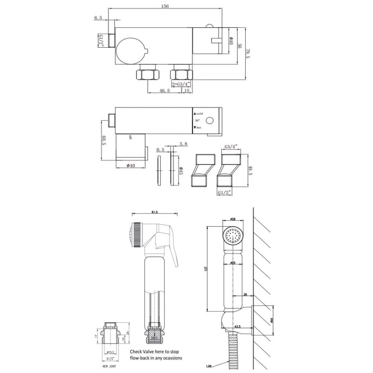 Thermostatic Douche Shower Spray Kit