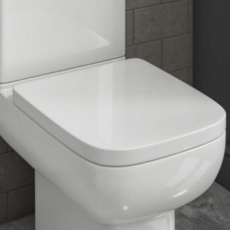 White Square Soft Close Toilet Seat with Quick Release Seren