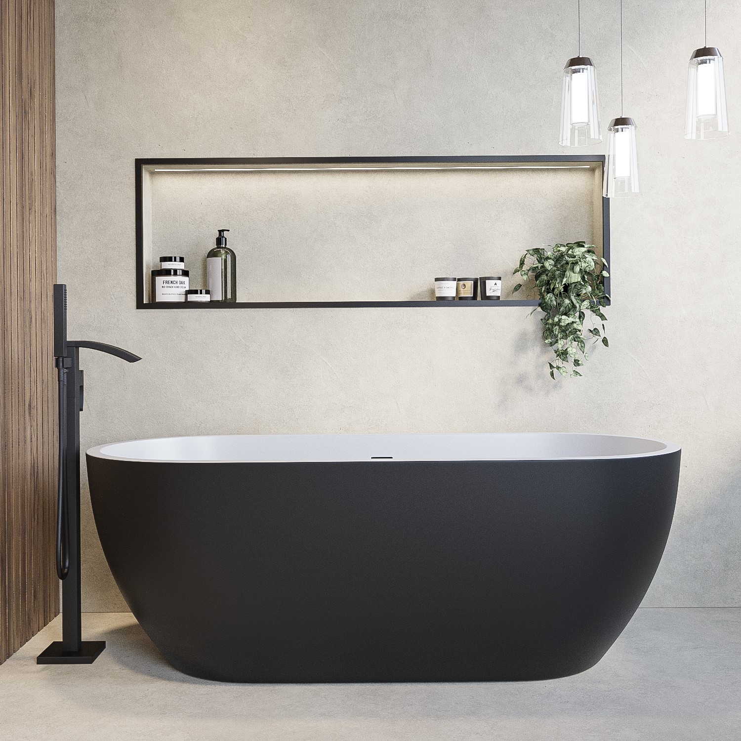 Black Freestanding Double Ended Bath 1650 x 750mm - Sintra
