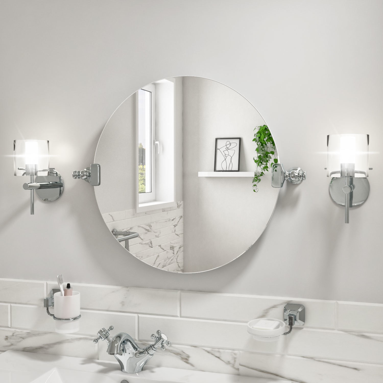 Traditional Round Bathroom Mirror - 550mm - Baxenden