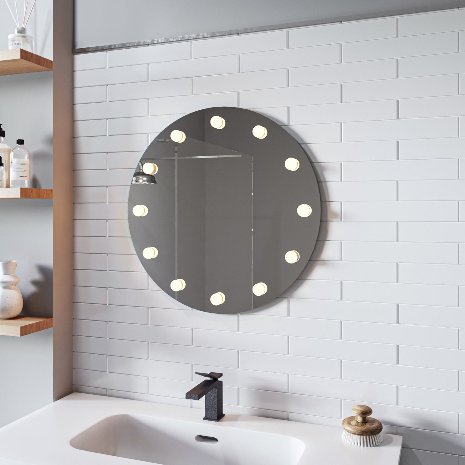Round LED Bathroom Mirror with Demister 600mm - Hollywood