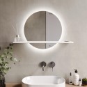 BeBa_27008 Round Backlit Heated Bathroom Mirror with Lights & White Shelf 500mm - Ersa