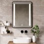 Rectangular Black Heated Bathroom Mirror with Lights 600 x 800mm - Lepus