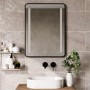 Rectangular Black Heated Bathroom Mirror with Lights 600 x 800mm - Lepus