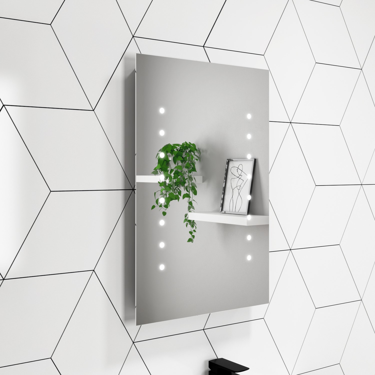 Rectangular LED Bathroom Mirror Battery Operated - 400 x 600mm - Lynx