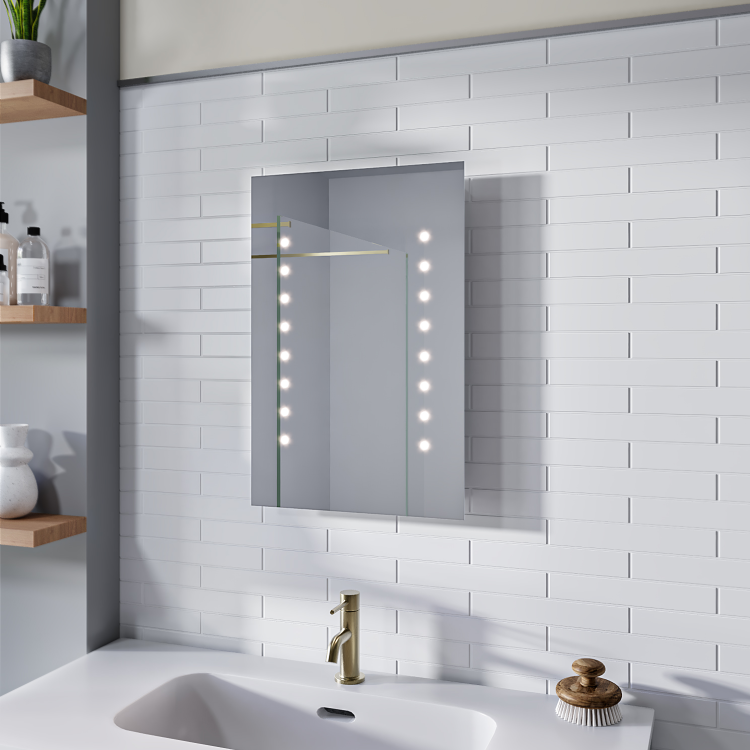 Rectangular LED Bathroom Mirror Battery Operated - 400 x 600mm - Lynx
