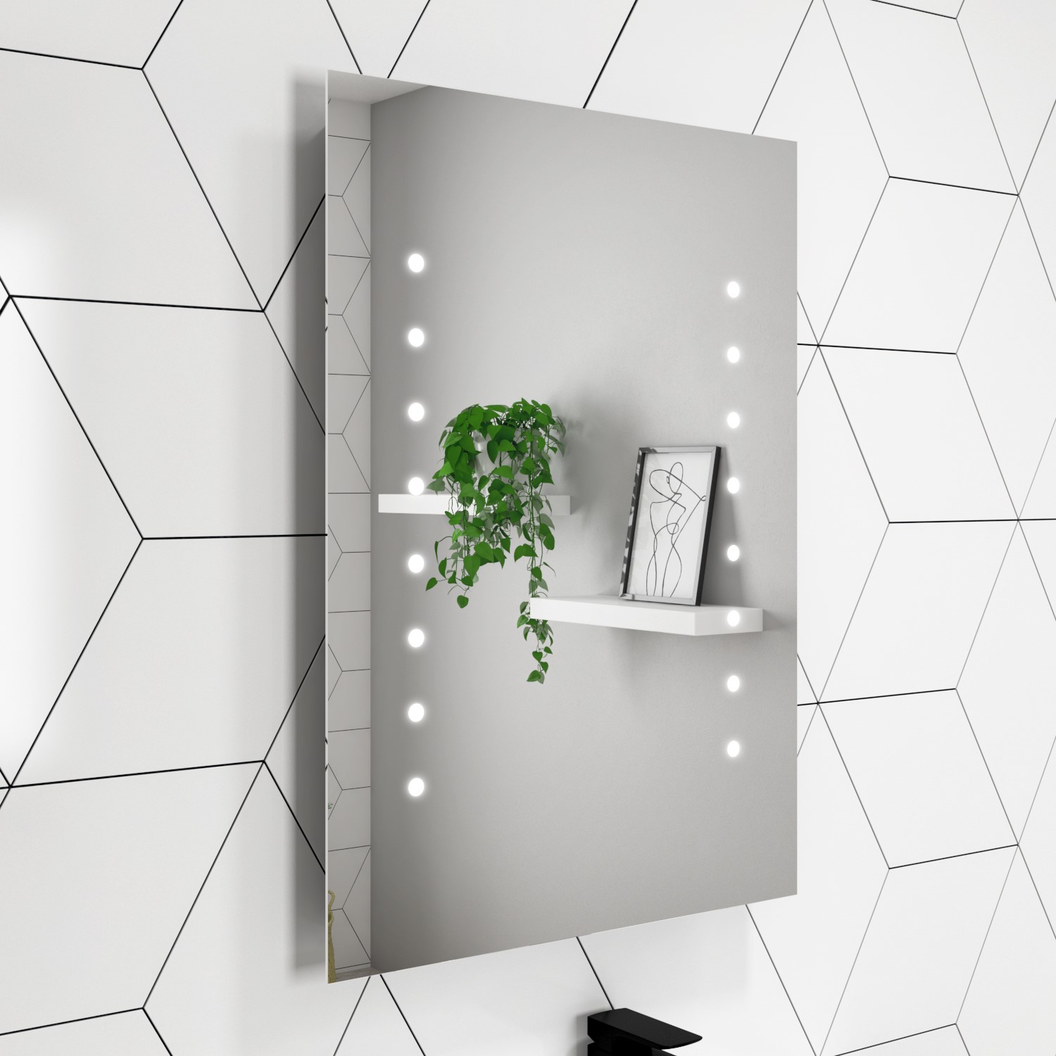 Rectangular LED Bathroom Mirror Battery Operated- 500 x 700mm - Lynx