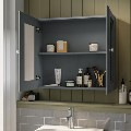Double Door Dark Grey Mirrored Bathroom Cabinet 667 x 600mm - Westbury