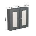 Double Door Dark Grey Mirrored Bathroom Cabinet 667 x 600mm - Westbury