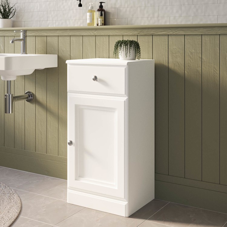 Single Door White Freestanding Storage Cabinet 400 x 818mm - Westbury