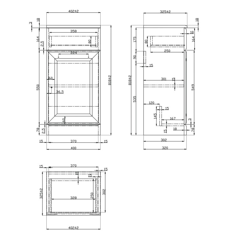 Single Door White Freestanding Storage Cabinet 400 x 818mm - Westbury
