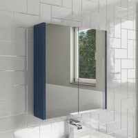 GRADE A2 - Blue Mirrored Wall Bathroom Cabinet 600 x 650mm - Ashford