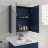 GRADE A1 - Blue Mirrored Double Door Bathroom Wall Cabinet 600 x 650mm - Ashford