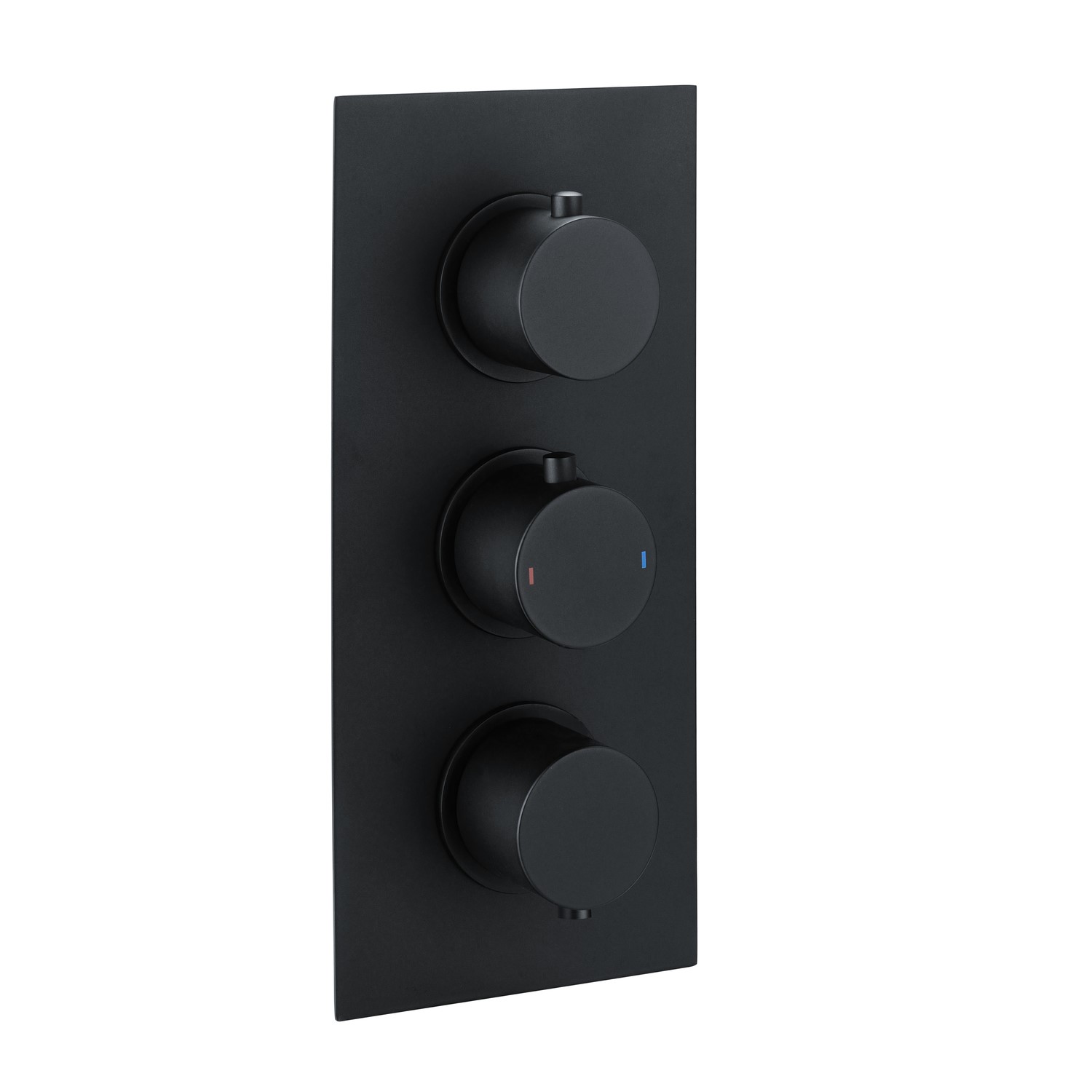 Arissa Matt Black Triple Control Round Concealed Valve - 2 Outlet