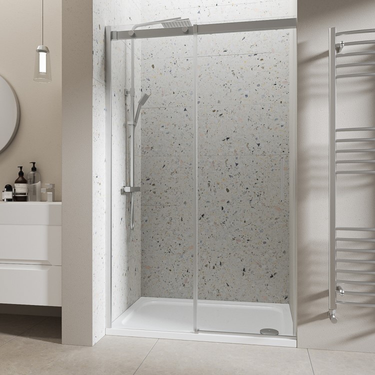 Chrome 8mm Glass Frameless Sliding Shower Door 1000mm - Aqulia