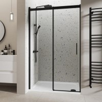 Black 1200mm Frameless Sliding Shower Door 8mm Glass - Aqulia Black 1200mm Frameless Sliding Shower Door 8mm Glass - Aqulia