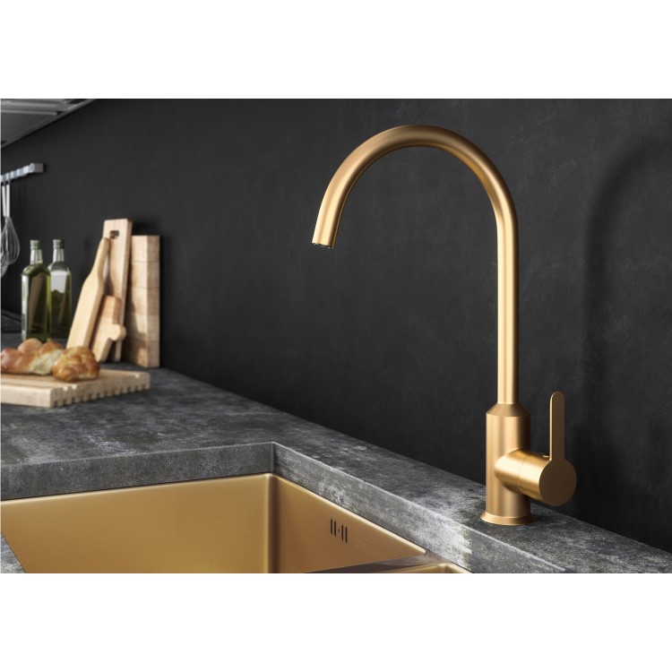 Enza Adelaide Brushed Gold Single Lever Mixer Kitchen Tap