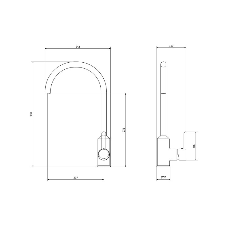 Enza Adelaide Matt Black Single Lever Mixer Kitchen Tap
