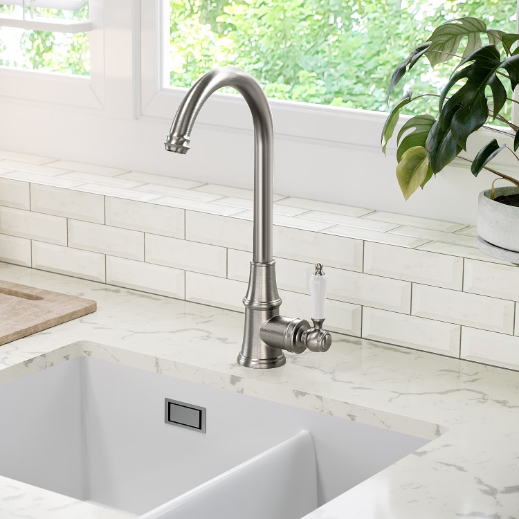 Taylor & Moore Hastings Traditional Kitchen Mixer Tap with Swivel Spout & Single Lever - Brushed Nickel