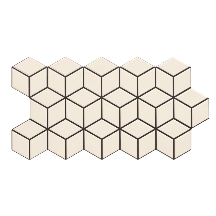 White 3D Effect Wall Tile 265 x 510mm - Rombo