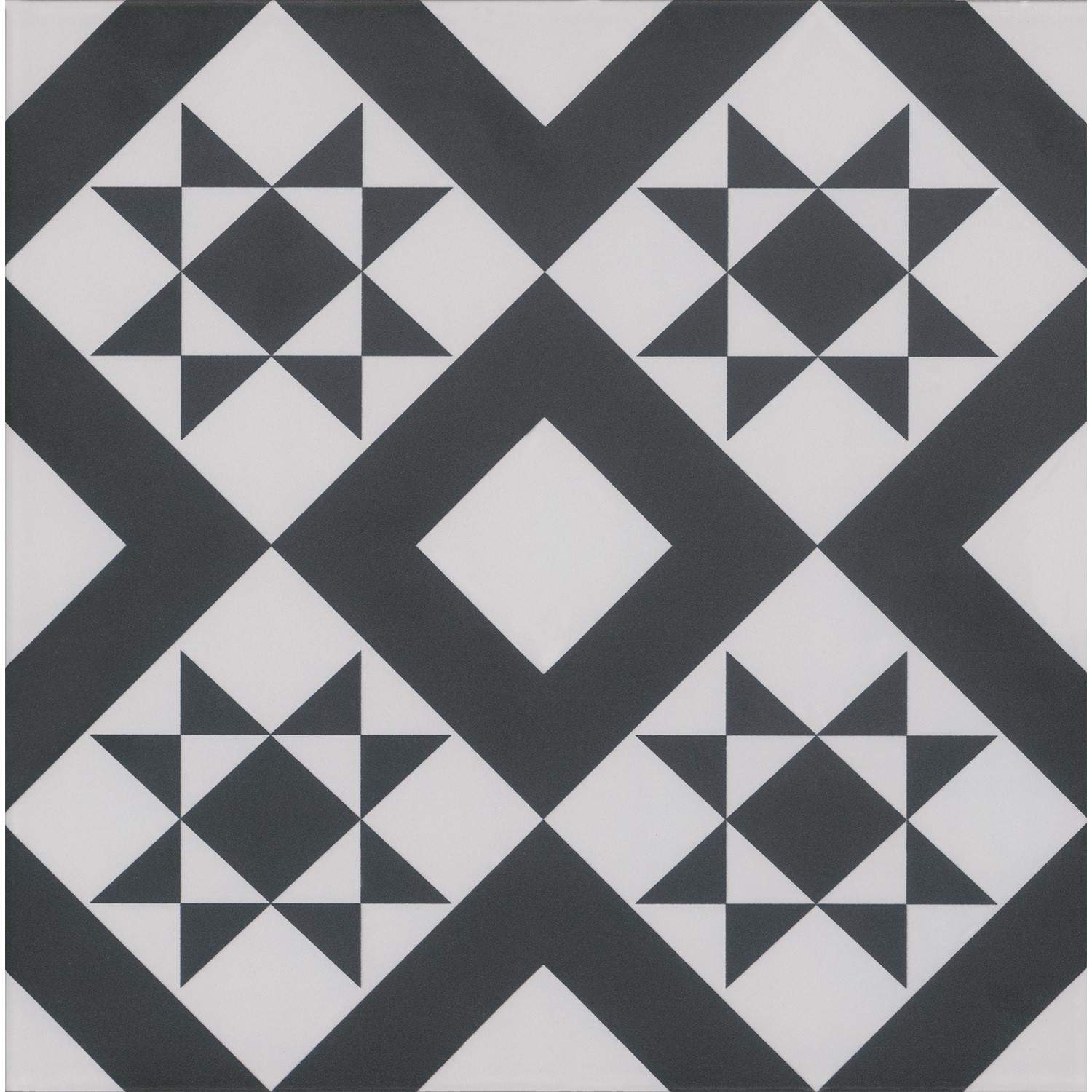 Black Modern Patterned Floor Tile 33 x 33cm - Mayfair