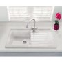 Box Opened Alexandra Single Bowl Inset White Ceramic Sink with Reversible Drainer