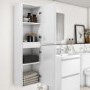ONLY OPENED - White Wall Hung Tall Bathroom Cabinet 400mm - Pendle