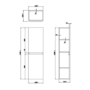 Double Door White Wall Hung Tall Bathroom Cabinet 400 x 1400mm - Pendle