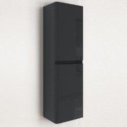 Double Door Dark Grey Wall Hung Tall Bathroom Cabinet 400 x 1400mm - Pendle