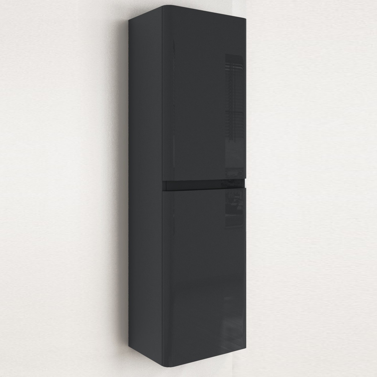 Dark Grey Wall Hung Tall Bathroom Cabinet 400mm - Pendle