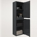 Double Door Dark Grey Wall Hung Tall Bathroom Cabinet 400 x 1400mm - Pendle